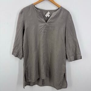 Eileen Fisher Sleepwear by Garnet Hill 100% Linen Top Tunic Minimalist Basic S